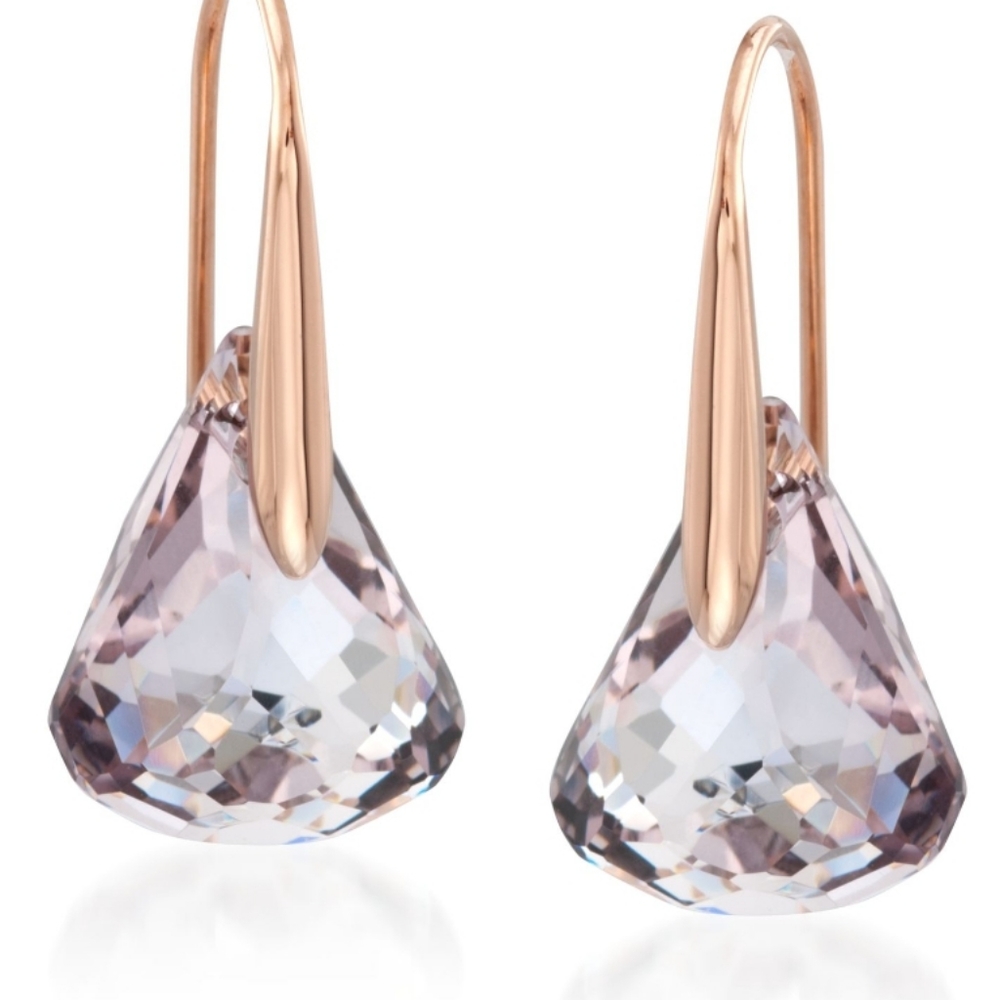 Swarovski Lunar Moonlight Teardrop Earrings in Blush Crystal/Rose Gold P…